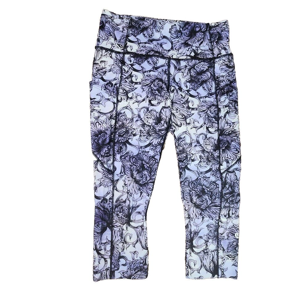 Lululemon Fast Free Crop II *Nulux 19" Hanakotoba Starlight Multi size 8